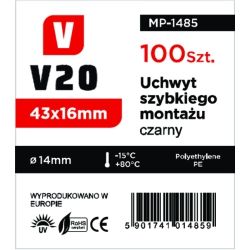 Uchwyt szybkiego montażu 16mm - czarny 50 sztuk